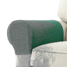 (Dark green) 2 Pcs Stretch Armrest Covers Spandex Jacquard Arm Covers Soft And Elastic Protector For Chairs Couch Sofa Armchair