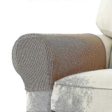 (Light coffee) 2 Pcs Stretch Armrest Covers Spandex Jacquard Arm Covers Soft And Elastic Protector For Chairs Couch Sofa Armchair