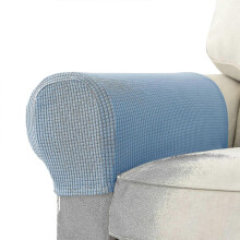 (Blue) 2 Pcs Stretch Armrest Covers Spandex Jacquard Arm Covers Soft And Elastic Protector For Chairs Couch Sofa Armchair