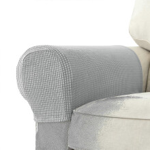 (Shallow gray) 2 Pcs Stretch Armrest Covers Spandex Jacquard Arm Covers Soft And Elastic Protector For Chairs Couch Sofa Armchair