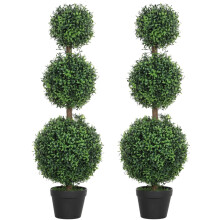 2-Pack Artificial Boxwood Topiary Trees, 100cm