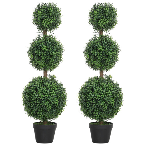 2-Pack Artificial Boxwood Topiary Trees, 100cm