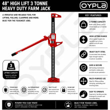 Oypla 48" High Lift 3 Tonne 4x4 Tractor Farm Jack