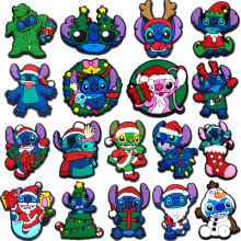 Christmas Stitch Croc Charms PVC Soft Rubber Shoe Decoration DIY Shoe Charms for Garden Clogs Cute Cartoon Accessories 5PCS
