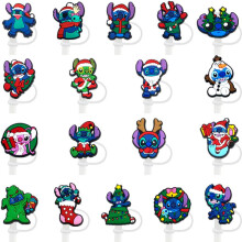 Christmas Stitch Straw Topper Soft Silicone 8-10mm Straw Cover Party Straw Decor Dust Cap Reusable