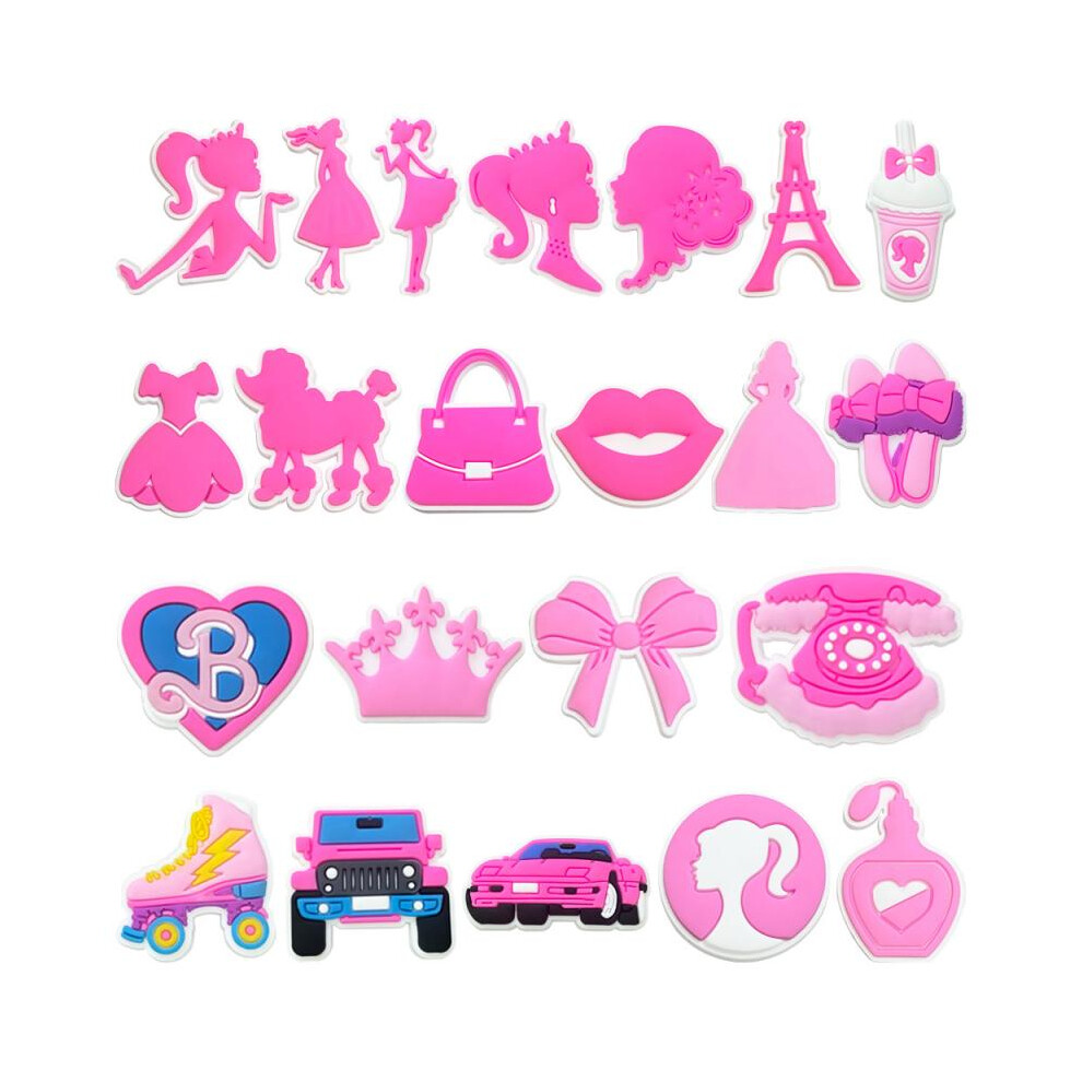 22 Pcs Pink Barbie Croc Charms PVC Soft Rubber Shoe Decoration DIY Jibbitz For Garden Clogs Creative Accessories-image
