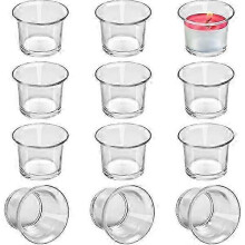 Glass Candle Holders (12-Pack) - Tealight Holders/Votive Candle Holder Set - Glass Tealight Holders for Weddings & Parties.