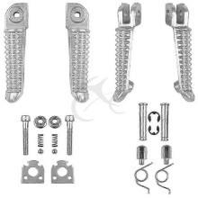 (CHINA, silver set) Motorcycle Front Rear Footrests Foot Pegs For Yamaha Yzf R1 2002-2014 R6 2003-2012 2011 2010 2009 2008 2007 2006 05 Black/silver