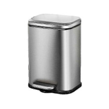 (silver) Stainless Steel Kitchen Bathroom Bin with Step Pedal, 13L/16L Anti-Fingerprint Odorless Lid
