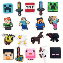 Minecraft Croc Charms Jibbitz Set of 18, Shoe Charms for Clogs, Kids Adults DIY Decoration, Creative Game Theme Shoe Accessories