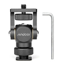 Andoer Video Monitor Mount Mini LED Light Bracket Holder Ballhead Aluminum Alloy with Cold Shoe Mount 1/4 Inch Screw Compatible with DSLR Camera