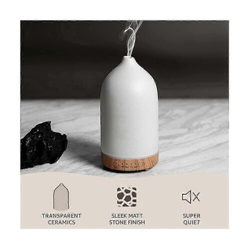250ml aromaterapi æterisk olie diffuser luftfugter cool med 7 farver LED-lys keramisk diffuser til hjemmet - eu stik 202 2