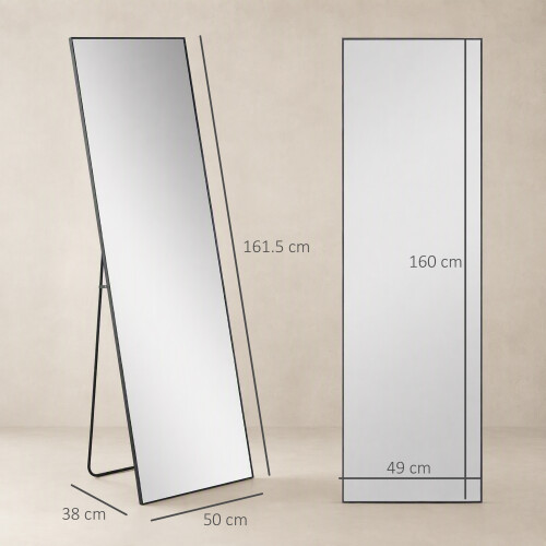 Homcom HOMCOM Full Length Mirror, Standing or Wall-Mounted Dressing Mirror, Black 2
