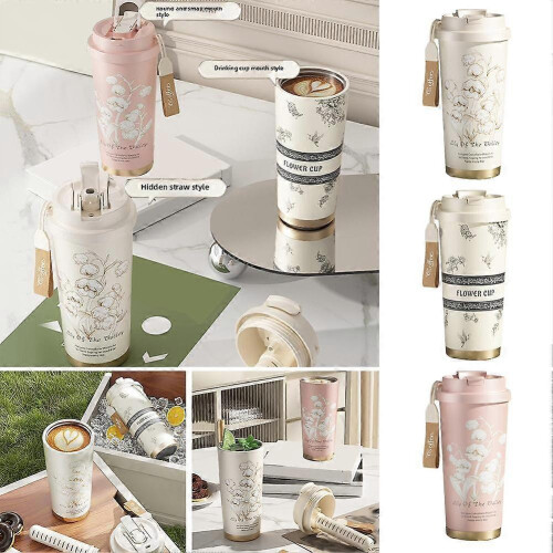 Ceramic Lining Coffee Mug Vacuum Insulated Coffee Cup Eco-friendly 500ml 2