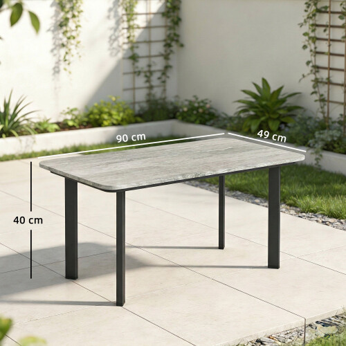 Outsunny Outsunny Outdoor Coffee Table, Garden Table with Slatted WPC Top, Grey 2