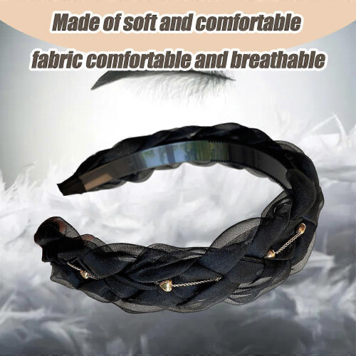1 fascia per capelli con bordo largo e treccia a rete 2
