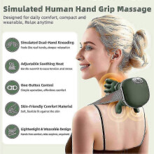 Neck & Back Massager, Portable Shiatsu Electric Massager, 4D Deep Tissue Kneading with 3 Massage Levels