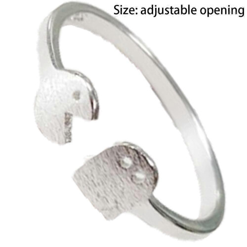 Anel de prata esterlina 925 com orelhas de gato e cauda aberta, garras entrelaçadas e design delicado 1