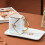 Caneca de porcelana com design criativo em forma de mala, para bebidas, com pires retangular e pega dourada, resistente 5