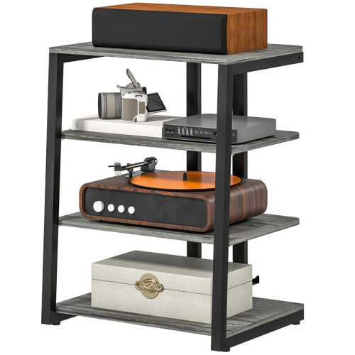 HiFi Stand, with Four Storage Shelves - Dark Grey 1