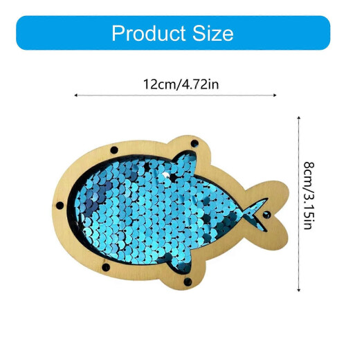 (Blue) Shimmering Sequins Fish Busy Board Accessory Fine Motor Skill Sensory Development Blue 2