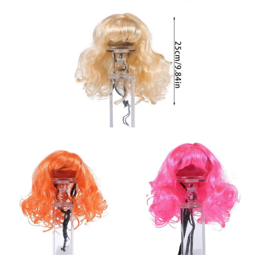 (Orange) Small Dog Wig with Bangs Curls Pet Birthday Prop Adjustable Orange 2