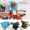 (dark green, M) Dog Warm Hat Solid Color Small Pompom Drawstring Winter Leopard Print Blue M 2