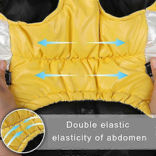 (Yellow, M) Dog Winter Warm Reflective Thick Jacket Vest for Small Medium Dogs 1