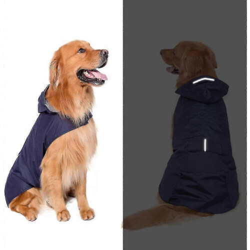 (4xl) 100% Waterproof Extra Large Hooded Dog Raincoat with Reflective Strips 1