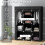 Fabric Wardrobe, with Rails and Shelves - Black 6