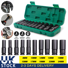 10PCS Impact Socket Set 1/2 Socket 10-24mm Box