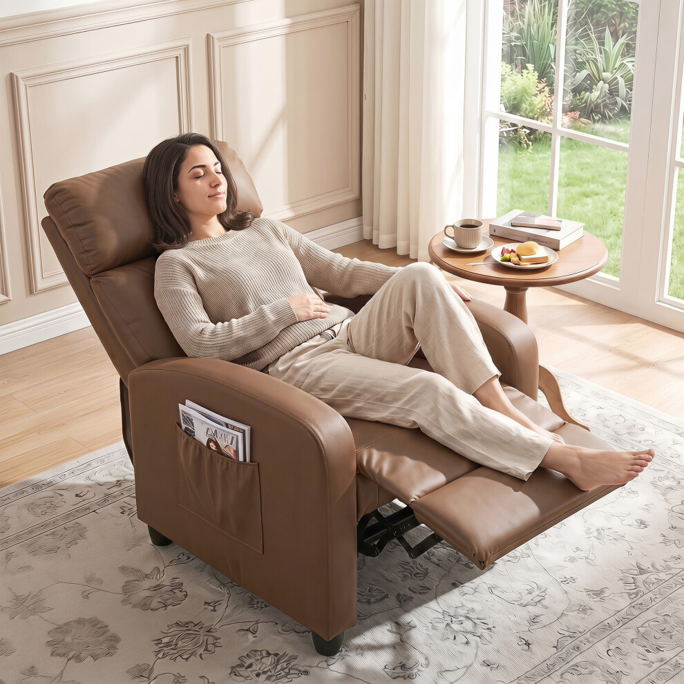 Homcom Recliner Sofa Chair Pu Leather Massage Armcair W/ Remote, Dark Brown