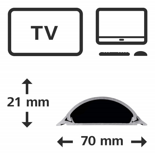 Hama PVC Kabelkanal Halbrund 100/7/2cm Grau 2