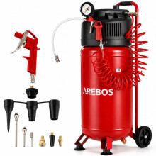 AREBOS 50L Air Compressor 1500W | 10 Bar | 240 L/min | Oil-Free | 5.3m Hose & 13-Piece Set
