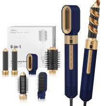 6 in 1 Hair Styler Air Styler Set, Hair Dryer Brush with 6 Styling Heads, Hot Air Brush Hair Curler Straightener & Volumizer, 1350W Ionic