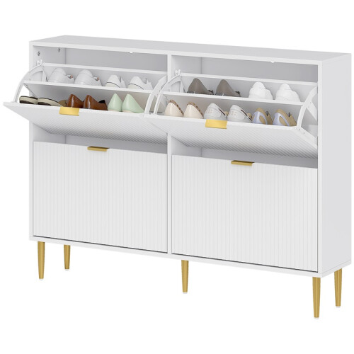 Elegant Four-Drawer Shoe Cabinet - White 1