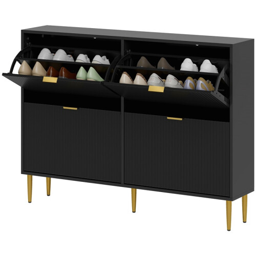 Elegant Four-Drawer Shoe Cabinet - Black 1