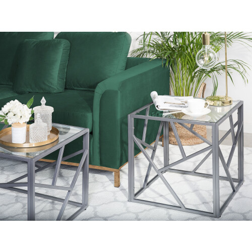 Beliani Side Table ORLAND Glass Silver 1
