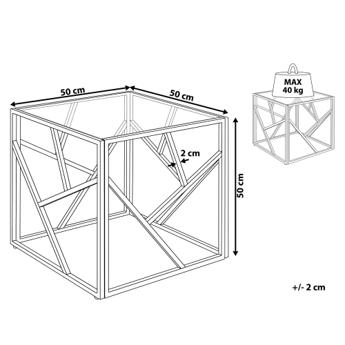 Beliani Side Table ORLAND Glass Silver 2