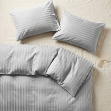 (Double, Silver) Imperial Rooms Stripe Duvet Cover Bedding Set | Premium Quilt Cover with Pillowcases