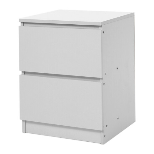 Living And Home Wooden Nightstand Bedside Table with 2 Drawers 2