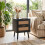 Living And Home 2 Pack Wood and Rattan Side Cabinet Bedside Table NightStand, Black 1