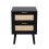 Living And Home 2 Pack Wood and Rattan Side Cabinet Bedside Table NightStand, Black 3