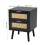 Living And Home 2 Pack Wood and Rattan Side Cabinet Bedside Table NightStand, Black 5