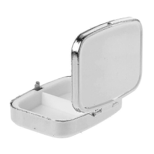 5.6x4.2cm Rectangle Stainless Steel Pill Case - Mini Pill Organizer Holder, Silver 2