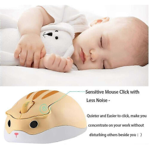 Wireless Hamster Shaped Mouse - Less Noise Portable USB for PC Laptop (Yellow) 1