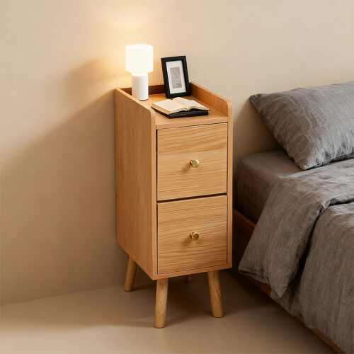 Living And Home Modern MDF Bedside Table with 2 Drawers 1