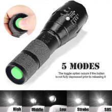Rechargeable LED Flashlight, Cree 1200 Lumens Xm-l2 Tactical Military 5 Modes Adjustable Intensity Zoomable Waterproof -LL