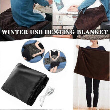 (Coffee) USB Electric Heating Blanket Portable Plush Throw Carpet Wearable Warm Shawl USB Charging