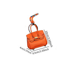(8.5x4x10cm, Orange) Car Key Case Lipstick Bag Cute for Women Girls Portable Mini Handbag Pendant Green